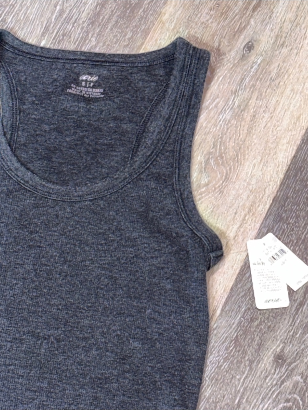 aerie Charcoal Gray Ribbed Tank Top - Picture 2 of 7